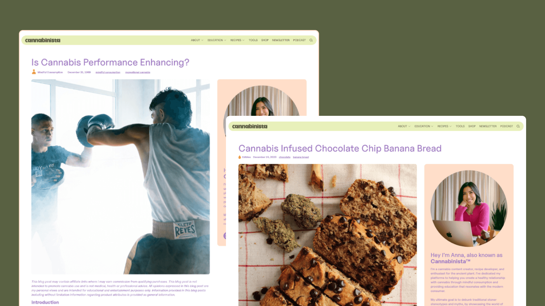 One of Cannabinista's educational articles and one of Cannabinista's recipe